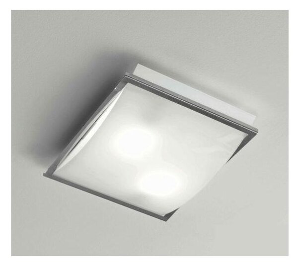FIBBIA PLAFONIERA PICCOLA RETTANGOLARE CROMO CON VETRO BIANCO ECONOMICA MODERNA