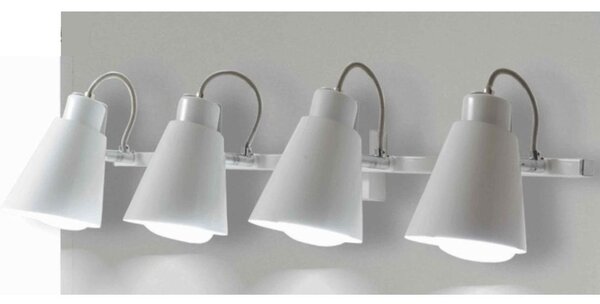 ZENO 4 BINARIO A QUATTRO LUCI ORIENTABILI NEL COLORE BIANCO CON PORTALAMPADE ATTACCO E27