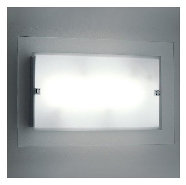 FLAT APPLIQUE/PLAFONIERA IN VETRO SATINATO BIANCO MODERNA DI ILLUMINANDO