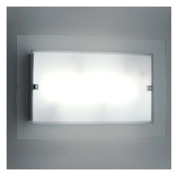 FLAT APPLIQUE/PLAFONIERA IN VETRO SATINATO BIANCO MODERNA DI ILLUMINANDO