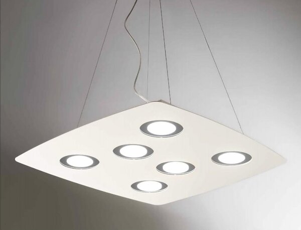 DEMETRA BIANCA SOSPENSIONE MODERNA 8 LUCI DI ILLUMINANDO CON ANELLI IN 8 COLORI A SCELTA