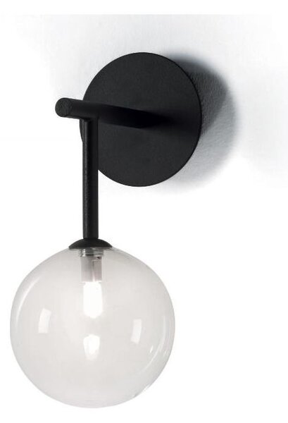BOLLE 1 LAMPADA DA PARETE MODERNA IN METALLO NERO O ORO CON SFERA IN VETRO