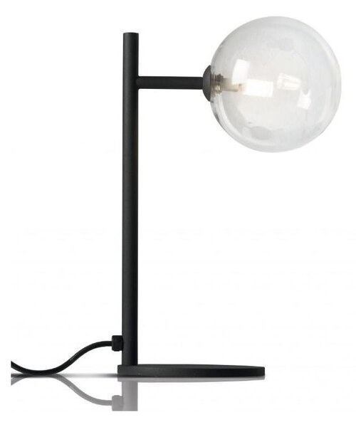 BOLLE LAMPADA DA TAVOLO MODERNA IN METALLO NERO O ORO OPACO CON SFERA IN VETRO