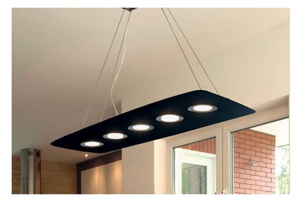 DEMETRA NERA SOSPENSIONE MODERNA 7 LUCI DI ILLUMINANDO CON ANELLI IN 8 COLORI A SCELTA