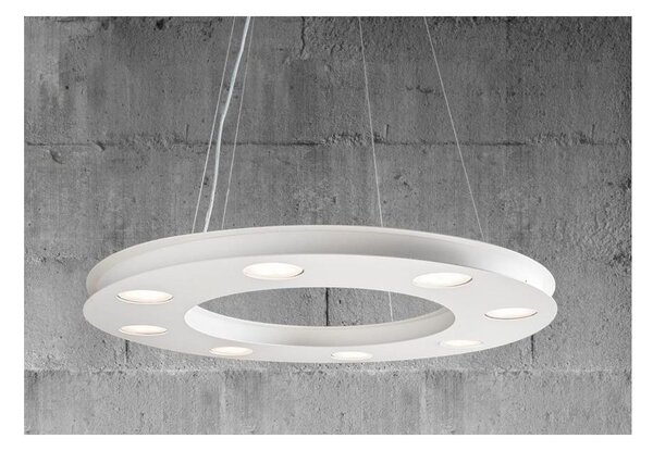 UFO SOSPENSIONE MODERNA A CERCHIO DEL DIAMETRO DI 70 CM BIANCA O SABBIA CON 12 LUCI ATTACCO GX53