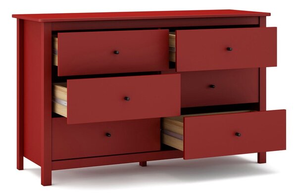 Cassettiera bassa rossa in pino 130x80 cm Misti - Marckeric