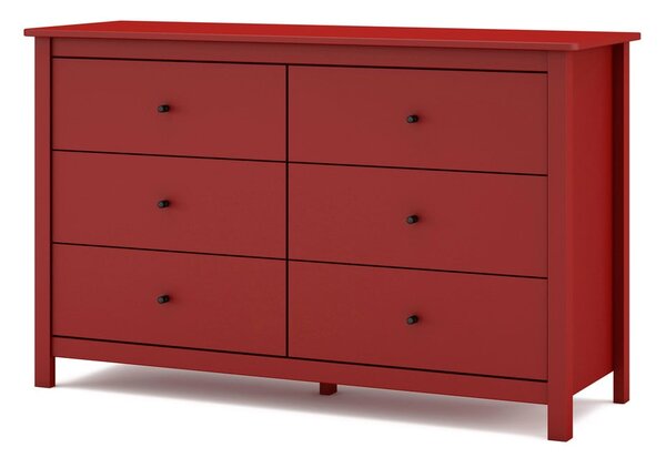 Cassettiera bassa rossa in pino 130x80 cm Misti - Marckeric