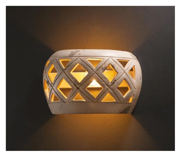 LAMPADA DA PARETE STILE RUSTICO INTAGLIATA IN TERRACOTTA PRODOTTO IN ITALIA
