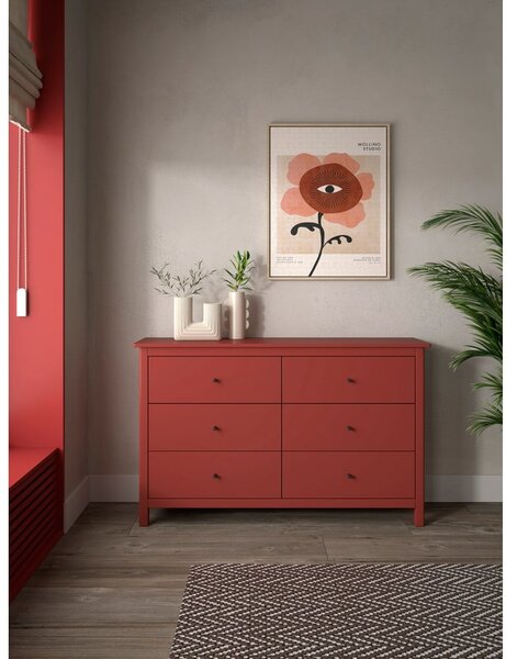 Cassettiera bassa rossa in pino 130x80 cm Misti - Marckeric