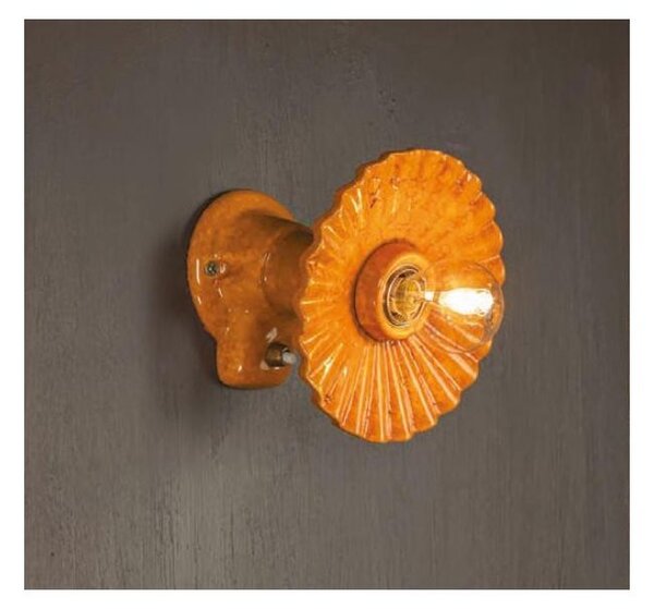 APPLIQUE RUSTICA IN TERRACOTTA CON PIATTO PLISSETTATO MADE IN ITALY