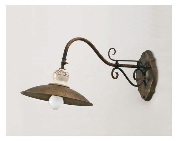 APPLIQUE STILE RUSTICO IN OTTONE INVECCHIATO CON PARTICOLARI IN TERRACOTTA DELLA IMAS