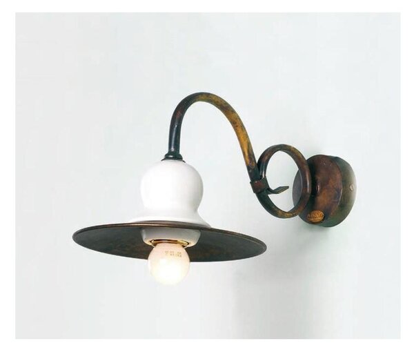 APPLIQUE STILE RUSTICO IN OTTONE INVECCHIATO E CERAMICA MADE IN ITALY