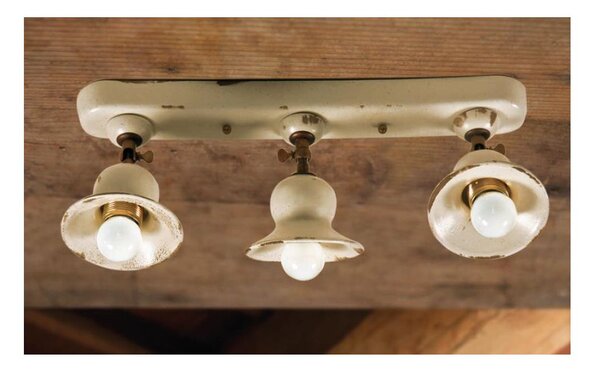 PLAFONIERA 3 LUCI STILE RUSTICO IN TERRACOTTA DECORATA A MANO CON SNODI DELLA IMAS