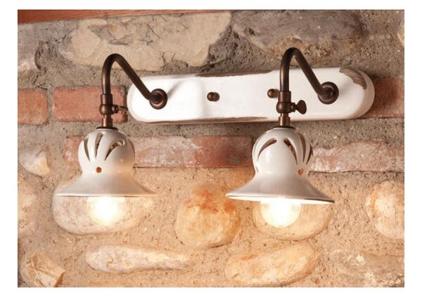 APPLIQUE 2 LUCI STILE RUSTICO IN TERRACOTTA E OTTONE INVECCHIATO DELLA IMAS