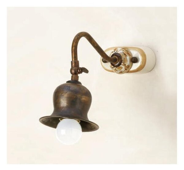 APPLIQUE IN OTTONE INVECCHIATO CON SNODO CON BASE IN TERRACOTTA MADE IN ITALY