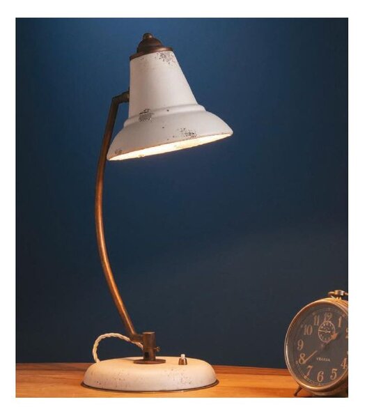 LAMPADA DA TAVOLO IN CERAMICA DECORATA E OTTONE INVECCHIATO PRODOTTA IN ITALIA DALLA IMAS