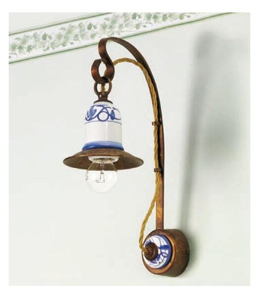 APPLIQUE IN OTTONE INVECCHIATO CON PARTICOLARI IN TERRACOTTA RUSTICA MADE IN ITALY