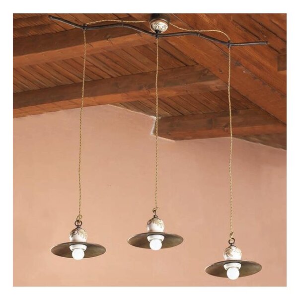 LAMPADARIO A BILANCIERE RUSTICO IN OTTONE INVECCHIATO PRODOTTO IN ITALIA DALLA IMAS