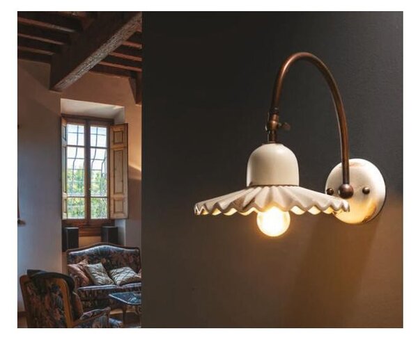 APPLIQUE RUSTICA IN TERRACOTTA E OTTONE CON SNODO PRODOTTA IN ITALIA DALLA IMAS