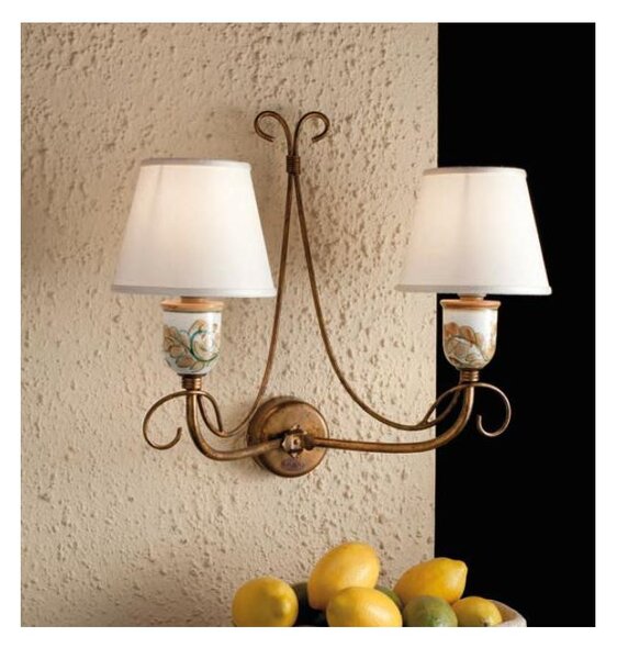 APPLIQUE 2 LUCI CON PARALUMI STILE RUSTICO IN FERRO FORGIATO A MANO MADE IN ITALY DELLA IMAS