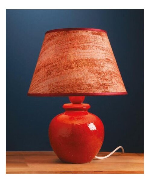 LAMPADA DA TAVOLO IN TERRACOTTA DECORATA A MANO CON PARALUME MADE IN ITALY DELLA IMAS