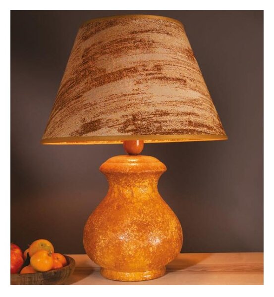 LAMPADA DA TAVOLO DECORATA A MANO IN TERRACOTTA CON PARALUME PRODOTTA IN ITALIA DALLA IMAS