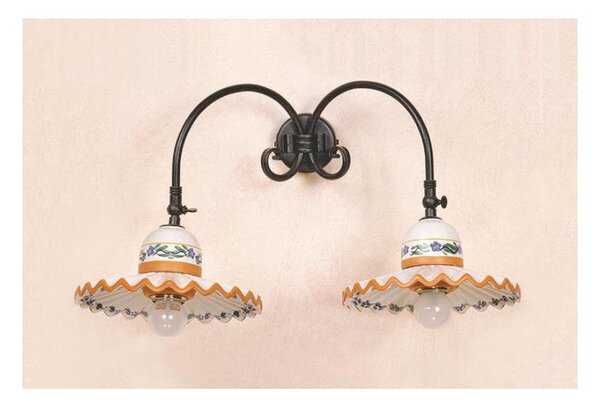 APPLIQUE 2 LUCI IN TERRACOTTA DECORATA CON SNODO STILE RUSTICO MADE IN ITALY DELLA IMAS