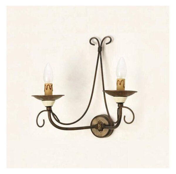 APPLIQUE 2 LUCI STILE RUSTICO IN FERRO FORGIATO A MANO MADE IN ITALY DELLA IMAS
