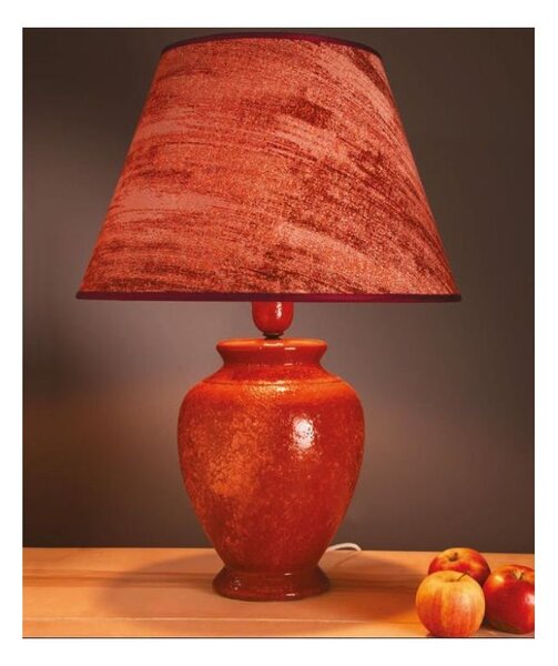 LAMPADA DA TAVOLO IN TERRACOTTA DECORATA A MANO CON PARALUME DELLA IMAS