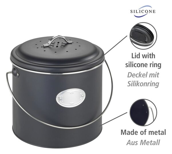 Contenitore nero per rifiuti compostabili 6 l Nero - Wenko