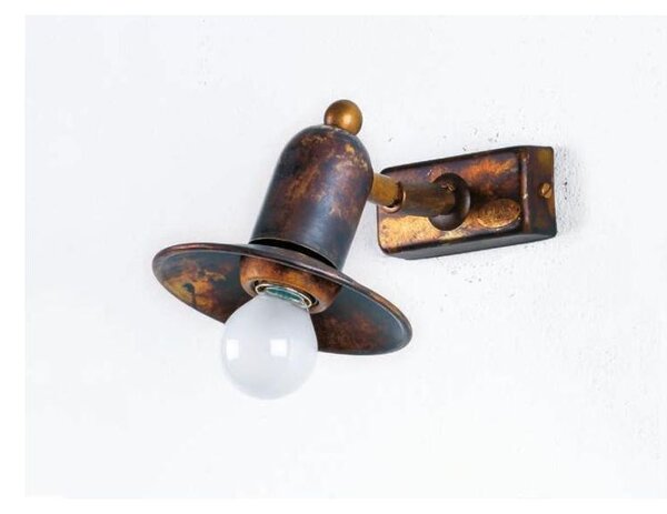 APPLIQUE SPOT IN OTTONE INVECCHIATO CON SNODO RUSTICA MADE IN ITALY DELLA IMAS