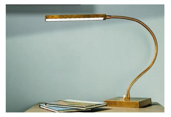 LAMPADA DA SCRIVANIA IN OTTONE INVECCHIATO BRACCIO FLESSIBILE MADE IN ITALY DELLA IMAS