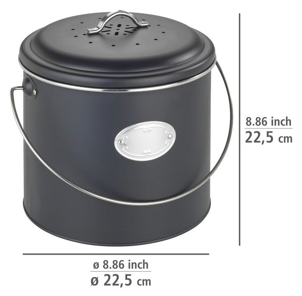 Contenitore nero per rifiuti compostabili 6 l Nero - Wenko