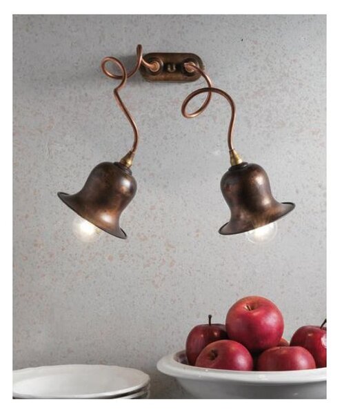 APPLIQUE 2 LUCI IN OTTONE INVECCHIATO E RAME PRODOTTO IN ITALIA DALLA IMAS
