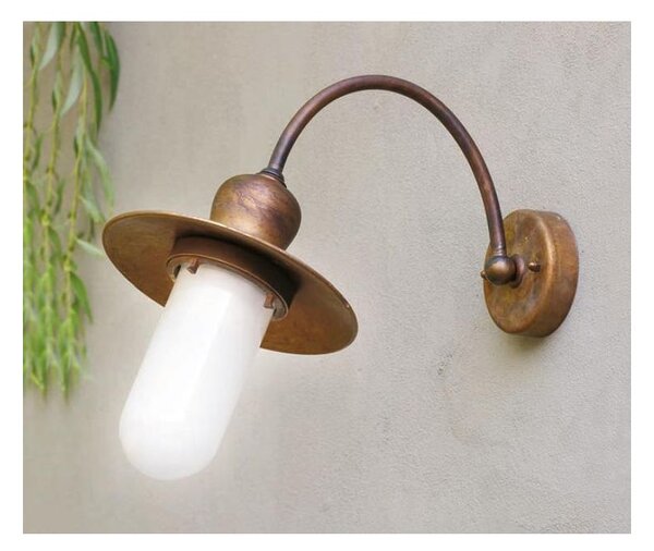 APPLIQUE DA ESTERNI IP44 IN OTTONE INVECCHIATO CON VETRO SATINATO MADE IN ITALY