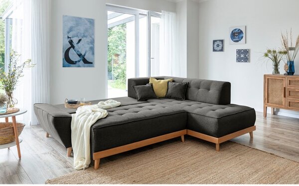 Divano letto angolare grigio scuro L, angolo destro Dazzling Daisy - Miuform