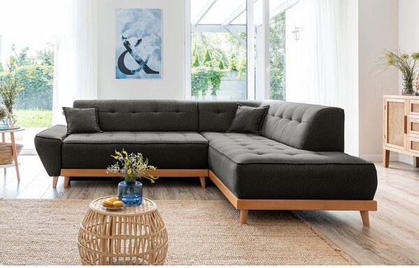 Divano letto angolare grigio scuro L, angolo destro Dazzling Daisy - Miuform