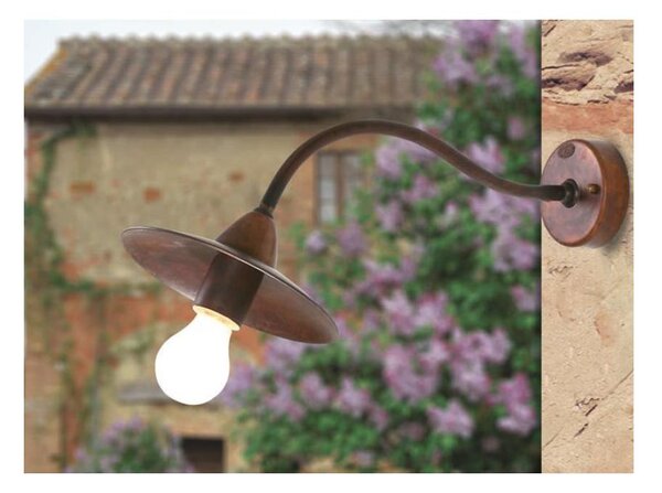 APPLIQUE RUSTICA DA ESTERNI IP23 IN OTTONE INVECCHIATO MADE IN ITALY DELLA IMAS