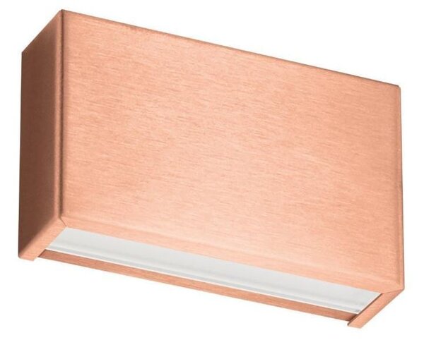BOX W2 APPLIQUE LED 10W BIEMISSIONE LUNGH 14CM RAME O OTTONE SPAZZOLATO LUCE 2700K-3000K