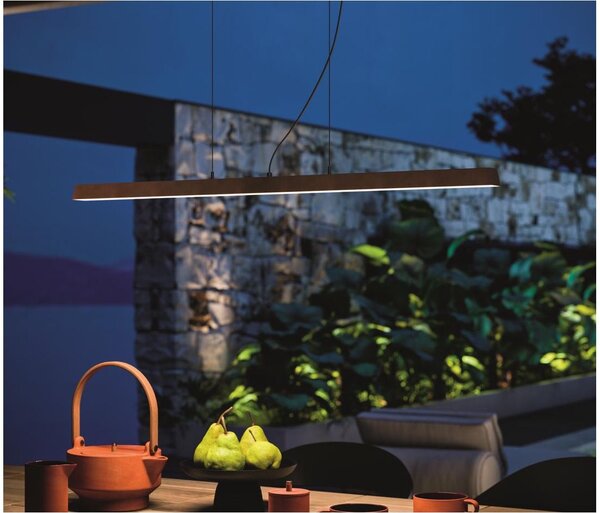 LIRA AISI SOSPENSIONE DA ESTERNI IP65 LINEARE IN METALLO NERO O MARRONE LED 31W LUCE 3000K