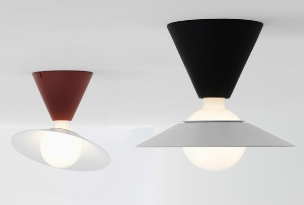 FANTE PLAFONIERA DESIGN MODERNO NERA O ROSSA MATTONE ATTACCO E27 MARCHIO STILNOVO