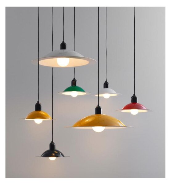 LAMPIATTA SOSPENSIONE SINGOLA DIAMETRO CM 28 5 COLORI IN STILE VINTAGE MARCHIO STILNOVO