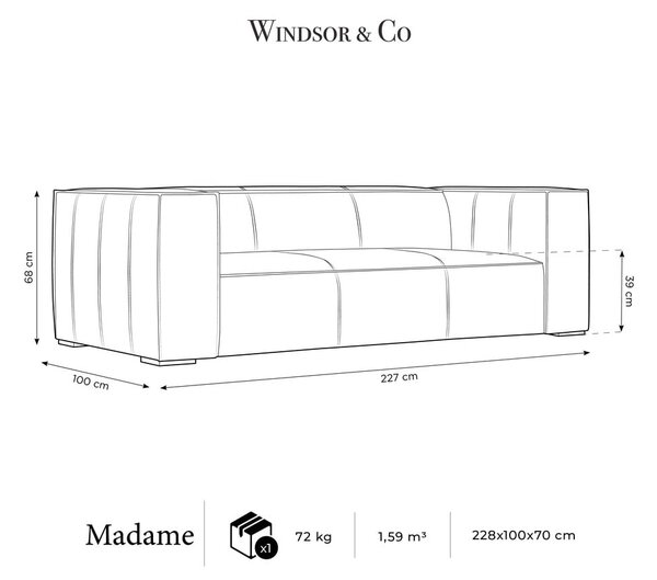 Divano in pelle marrone chiaro 227 cm Madame - Windsor & Co Sofas