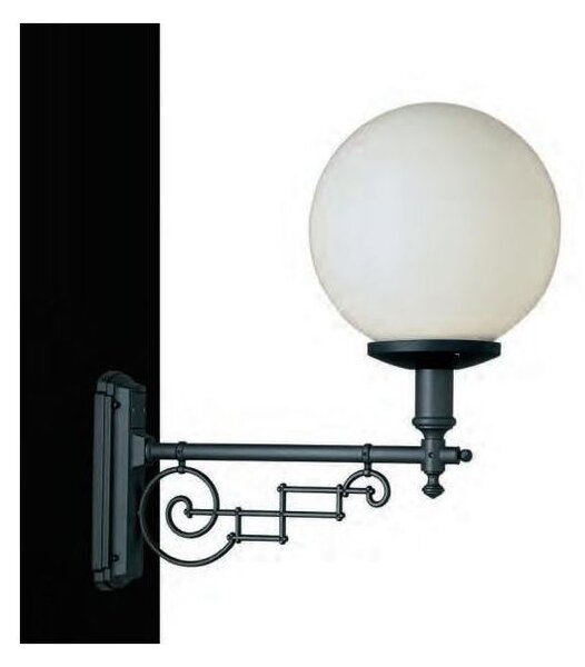 21113 LAMPADA DA PARETE PER ESTERNI IP44 ANTRACITE O NERA DIFFUSORE A SFERA IN VETRO MADE IN ITALY