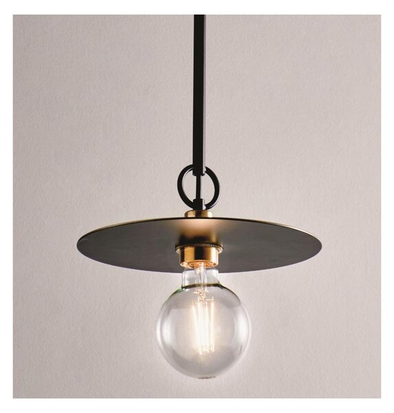 PUB SOSPENSIONE MODERNA IN METALLO NERO CON PIATTO D25 CM MADE IN ITALY