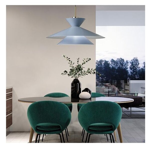 KIM SOSPENSIONE SINGOLA MODERNA IN METALLO AZZURRO CIELO DIAMETRO CM 60 MARCHIO MILOOX LAMPADINA ATTACCO E27