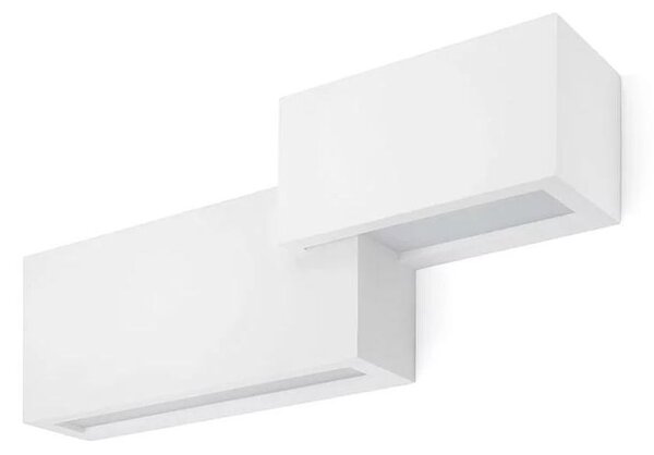 T269 PARO APPLIQUE MODERNA BIEMMISIONE DI LUCE IN GESSO BIANCO VERNICIABILE LAMPADINE ATTACCO G9