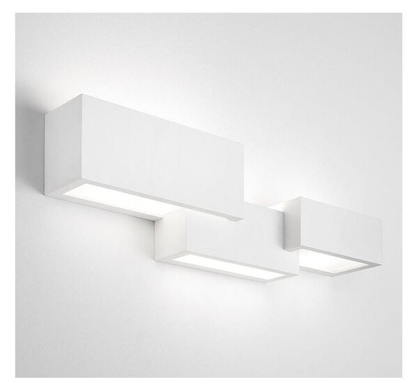T270 PARO APPLIQUE MODERNA A BIEMMISIONE DI LUCE IN GESSO BIANCO VERNICIABILE LAMPADINE ATTACCO G9