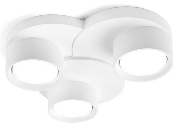T359 LAMPADA DA SOFFITTO A 3 LUCI IN GESSO BIANCO VERNICIABILE L28 CM LAMPADINE ATTACCO GX53