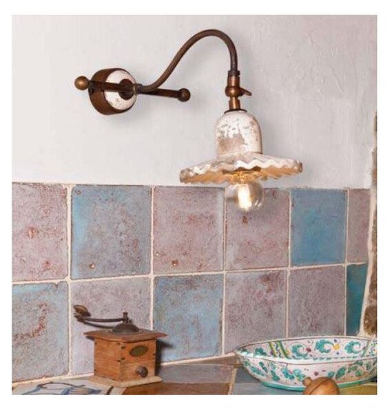 APPLIQUE RUSTICA CON SNODO IN TERRACOTTA E OTTONE MADE IN ITALY DELLA IMAS